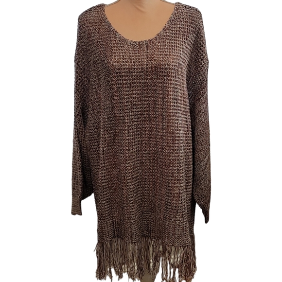 Shein Plus Fringe Trim Drop Shoulder Sweater - Picture 5 of 6
